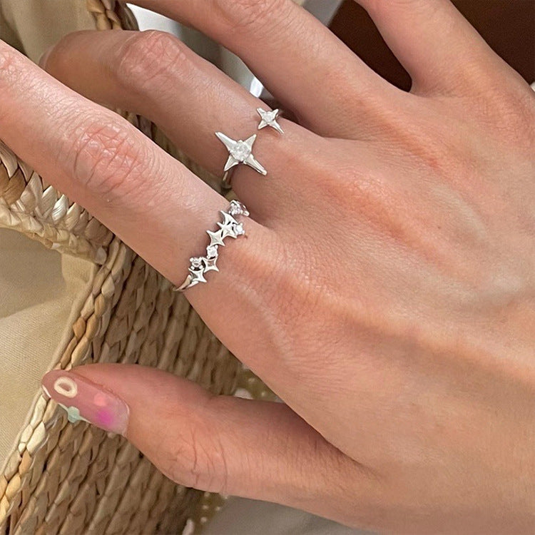 Wholesale Super fairy zircon star metal open ring