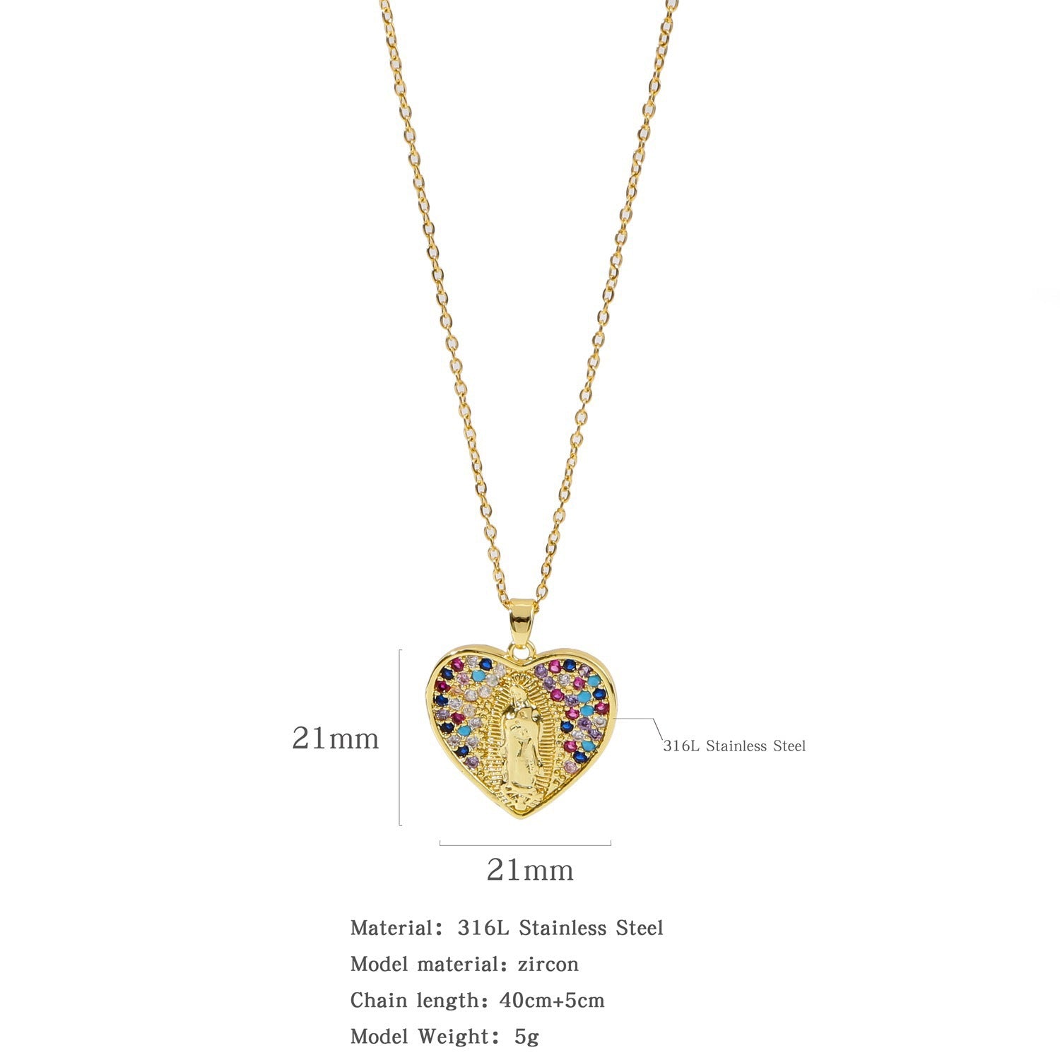 Wholesale Copper Inlaid Zircon Virgin Mary Necklace Fashion Jewelry for Women