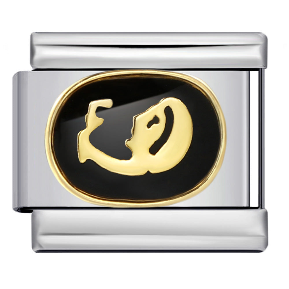 Wholesale Italian Charm Bracelet 9mm DIY Splicing Removable Black Zodiac Stainless Steel Composable Bracelet