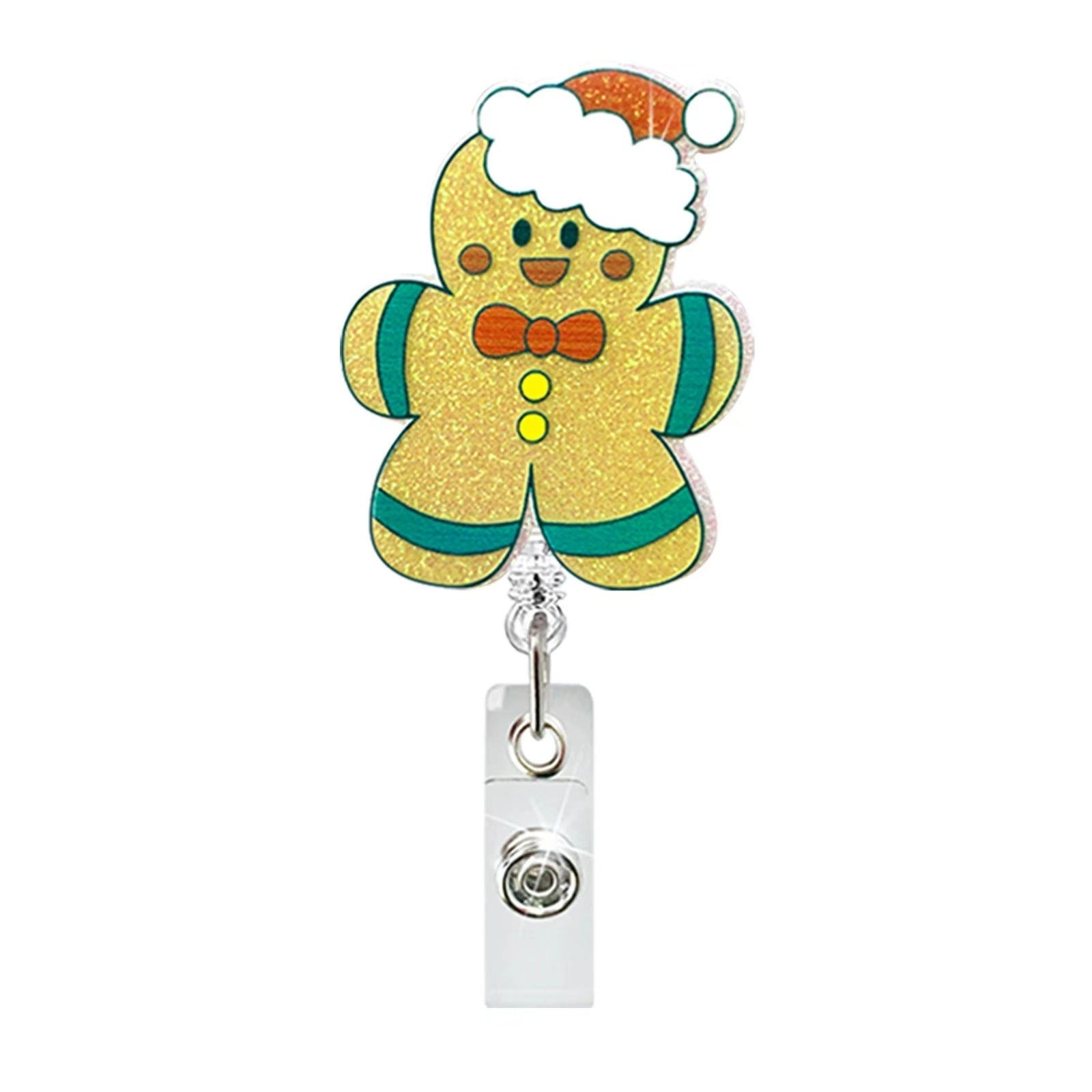 Wholesale Christmas Tree Holiday Glitter Badge Clip Retractable Keychain ACC-KC-LingYu014