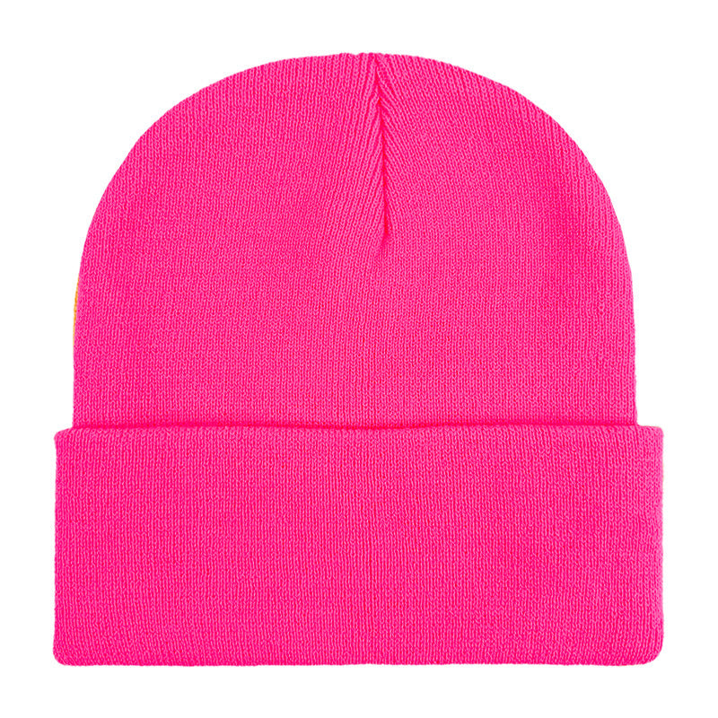 Wholesale Solid color knitted hat,  smooth plate cold hat curled brim Hat