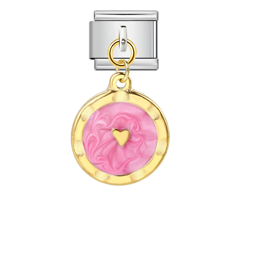 Wholesale Italian Charm Bracelet 9mm DIY Splicing Gold and Silver Round Pendant Stainless Steel Composable Bracelet