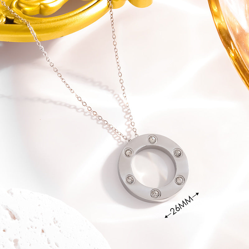 Wholesale Kajia Pancake Gumpsial Star Diamond-encrusted Six-diamond Necklace 18K Ring Necklace Couple Titanium Steel Clavicle Chain All-match Pendant