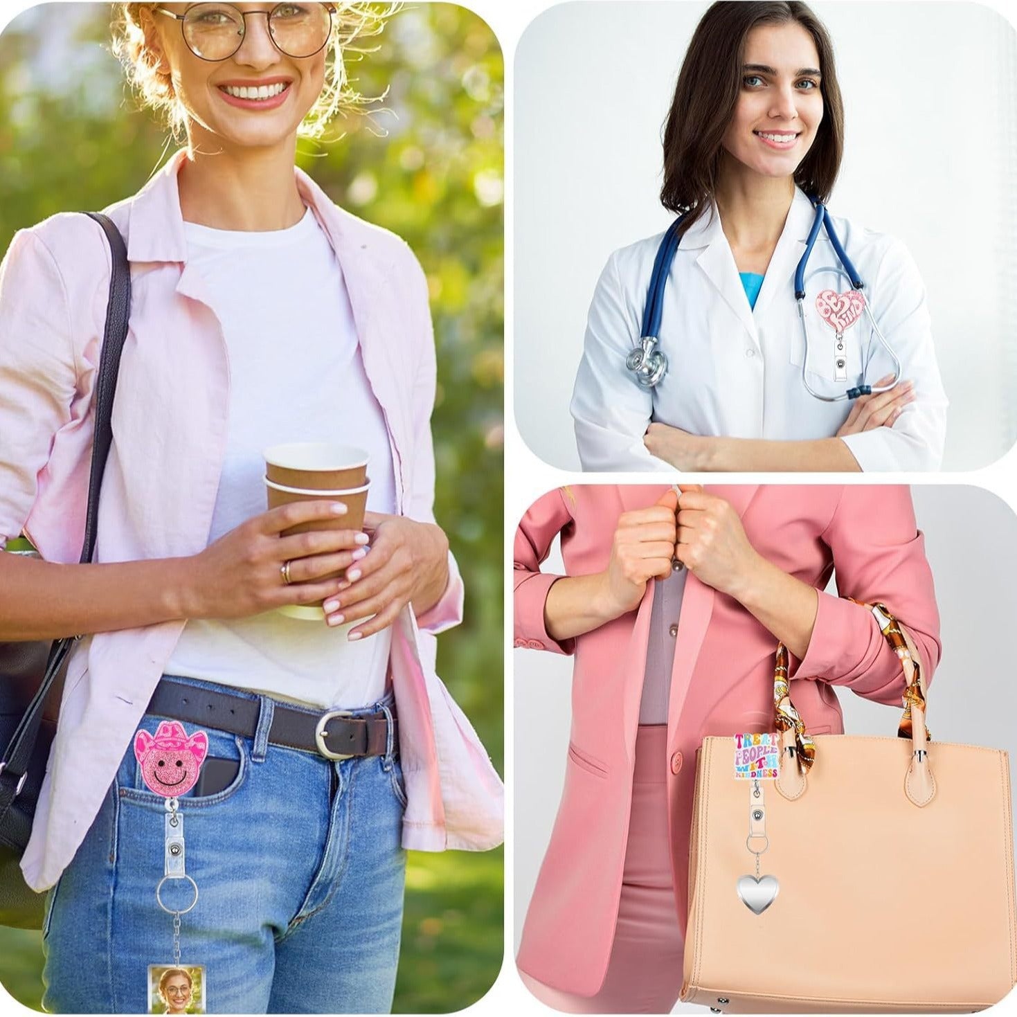 Wholesale Colorful Acrylic Printed Smiley Face Badge Scroll Keychains ACC-KC-XinDing002