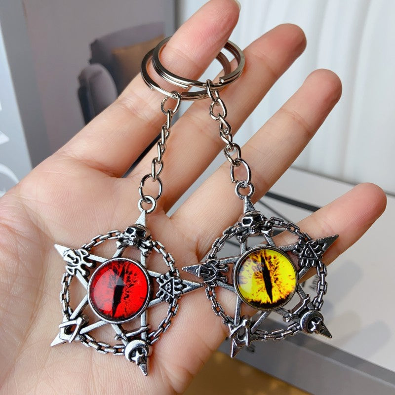 Wholesale Demon Eye Pentagram Skull Hollow Zinc Alloy Keychain ACC-KC-YiDa001
