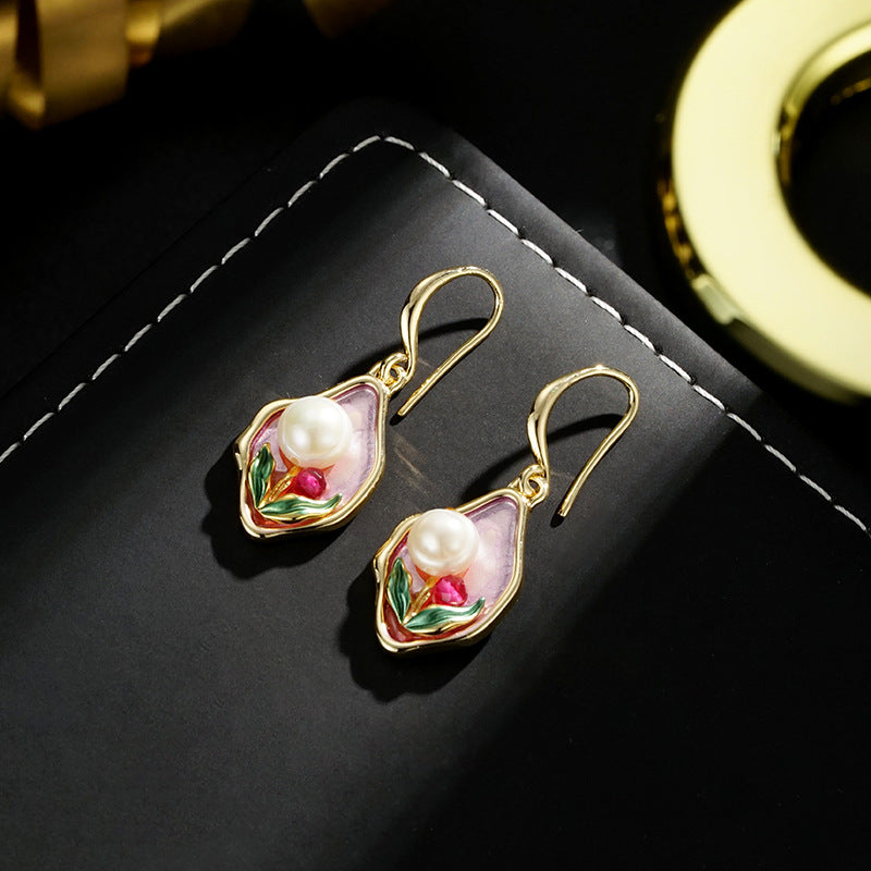 Wholesale Hand-painted Oil Painting Freshwater Pearl Earrings