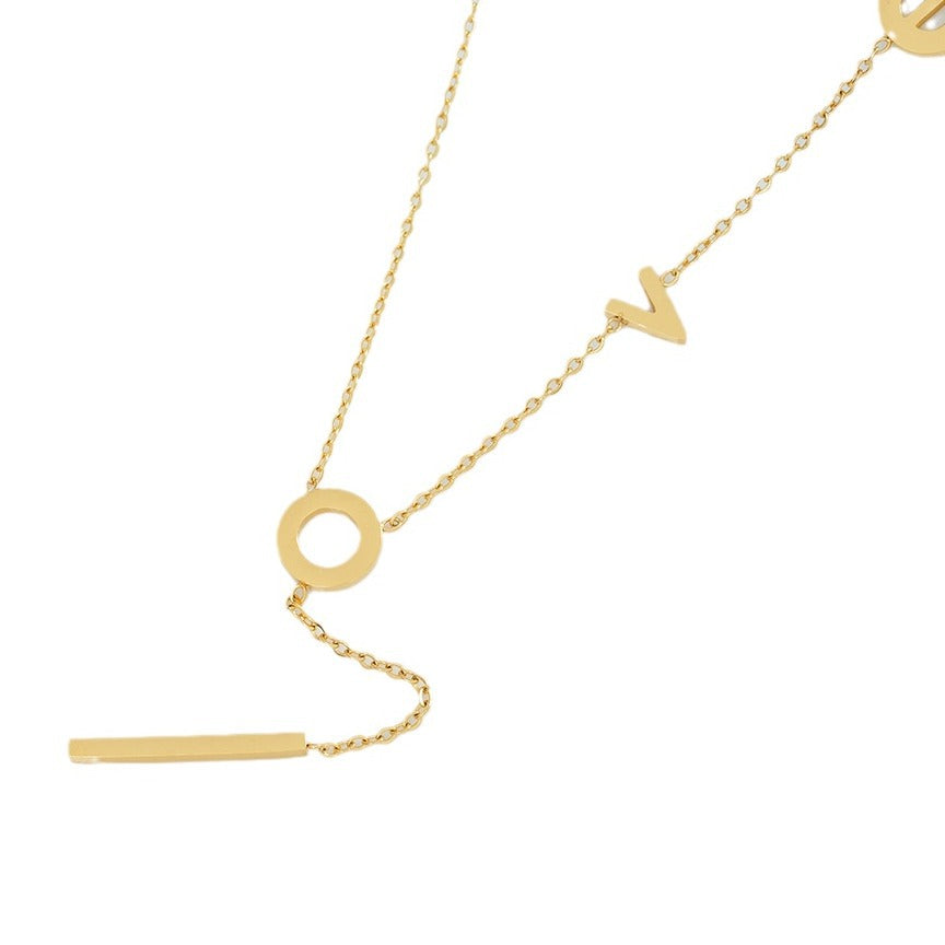 Wholesale Titanium Steel Love Letter Pendant Necklace,  Simple Clavicle Chain Fashion Accessory for Resale