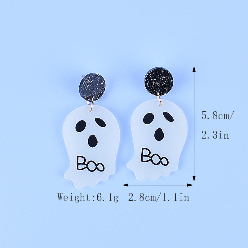 Wholesale Acrylic  Halloween  luminous fluorescent pumpkin ghost earrings