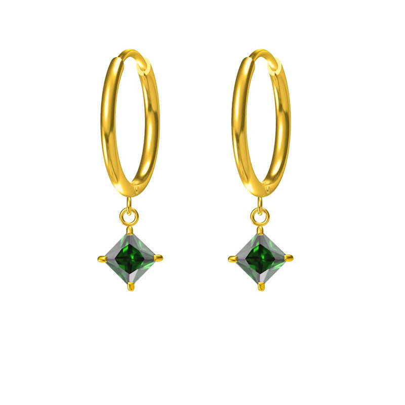 Wholesale 2PCS Steel-titanium colored zircon earrings