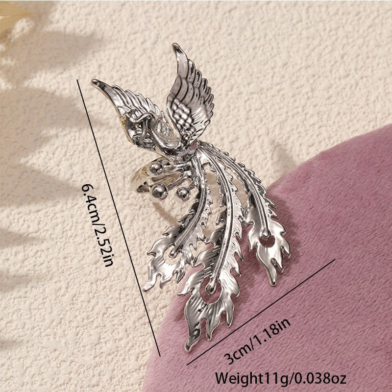 Wholesale Ancient method live mouth phoenix wings ring