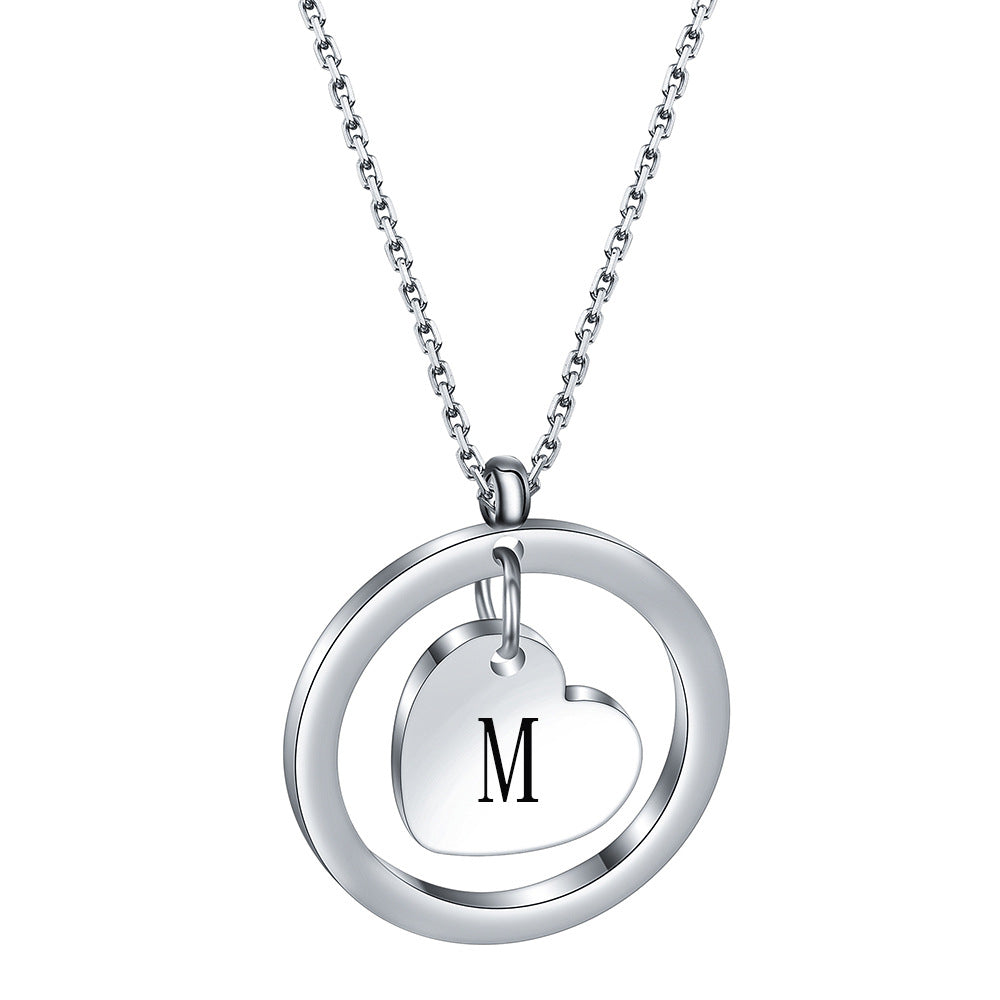 Wholesale 304 Stainless Steel 26 Letters Round Hollow Love Initials Necklace ACC-NE-ZhongZhe003