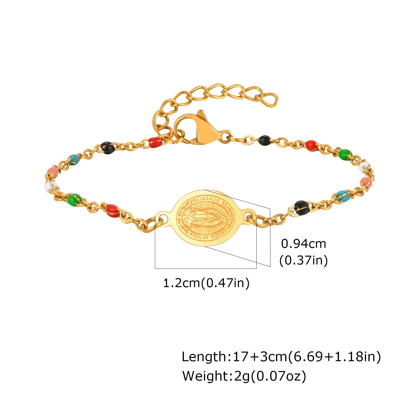 Wholesale Trendy Stainless Steel Colorful Bead Bracelet With Gold Tone Hollow Medal For Women Fashion Jewelry Accessory