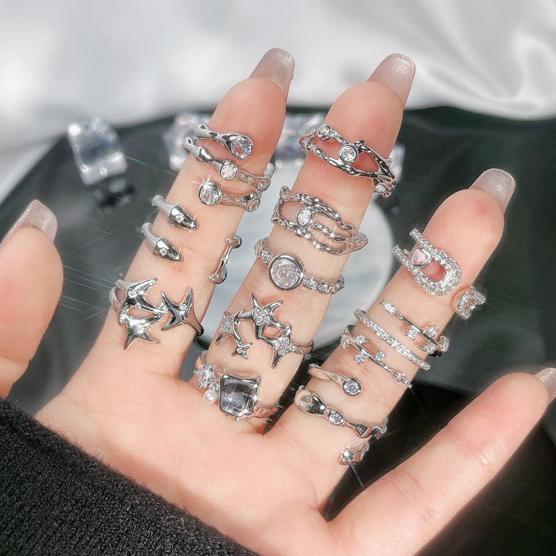 Wholesale Irregular special-shaped texture pleated open ring