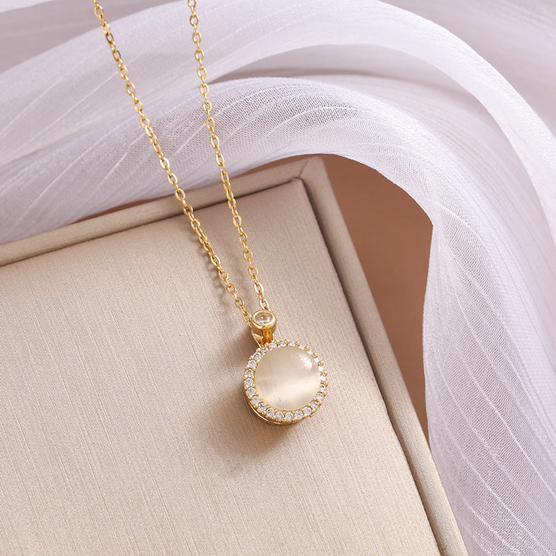 Wholesale Black and White Double-sided Four-leaf Clover Stainless Steel Necklace Light Luxury Necklaces ACC-NE-Nayin003