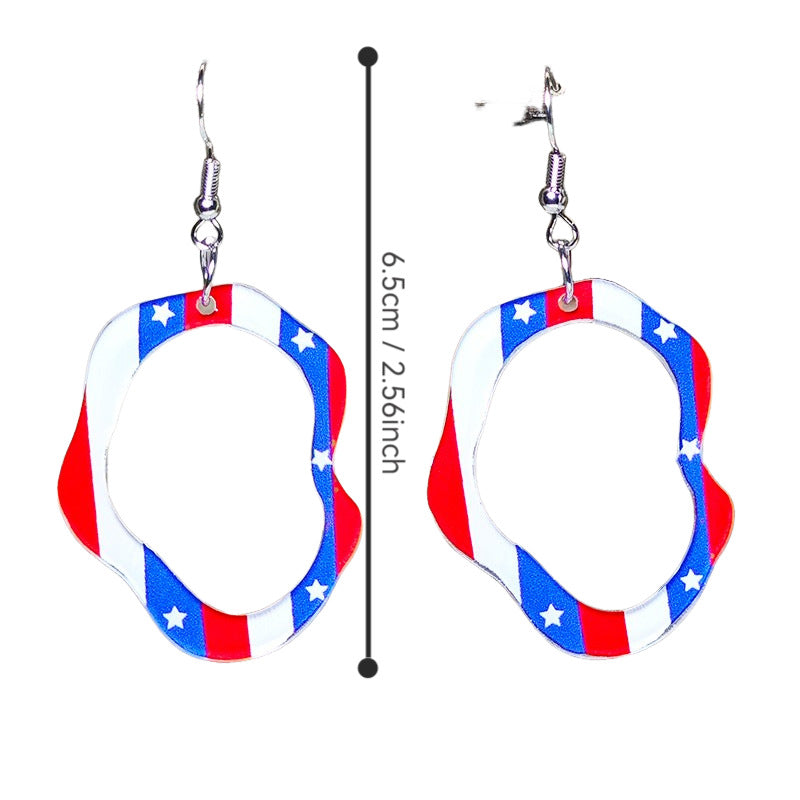 Wholesale American Independence Day Round Acrylic USA Letter Earrings