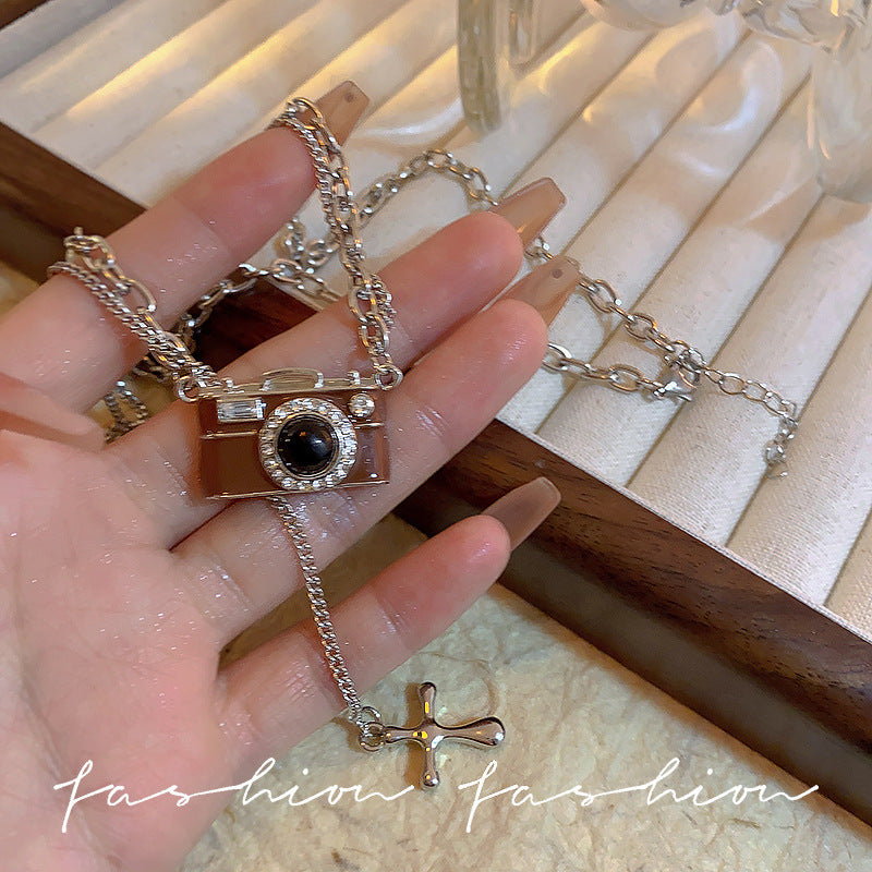 Wholesale Vintage Brown Camera Tassel Necklace