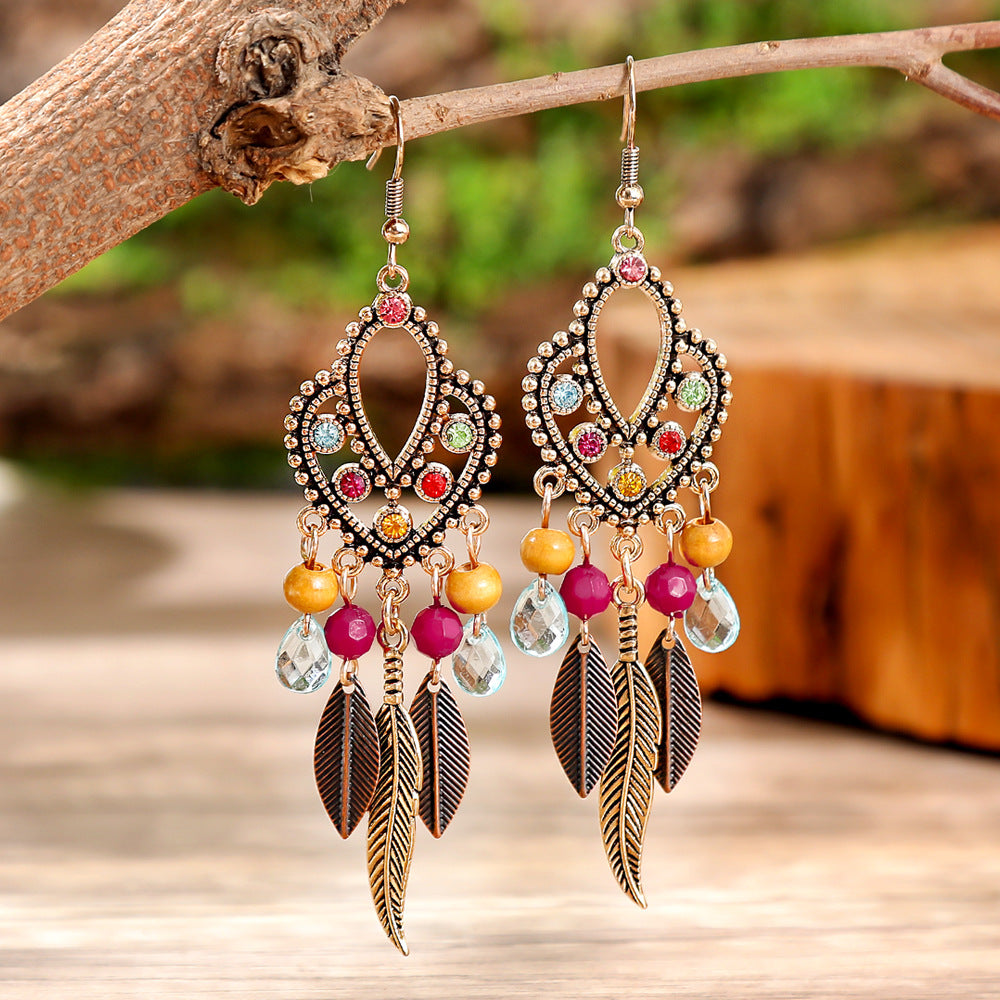 Wholesale Ethnic Style Colorful Tassel Earrings Zinc Alloy Fashion Accessory