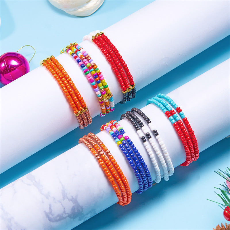 Wholesale Bohemian Style Multi-layered Braided Rice Bead Bracelet