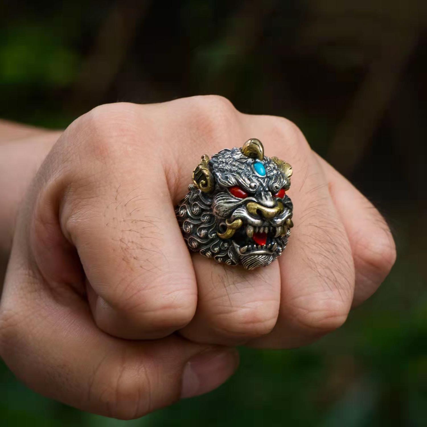 Wholesale Alloy Retro Pixiu Ring Unisex Adjustable Jewelry Accessory for Gift