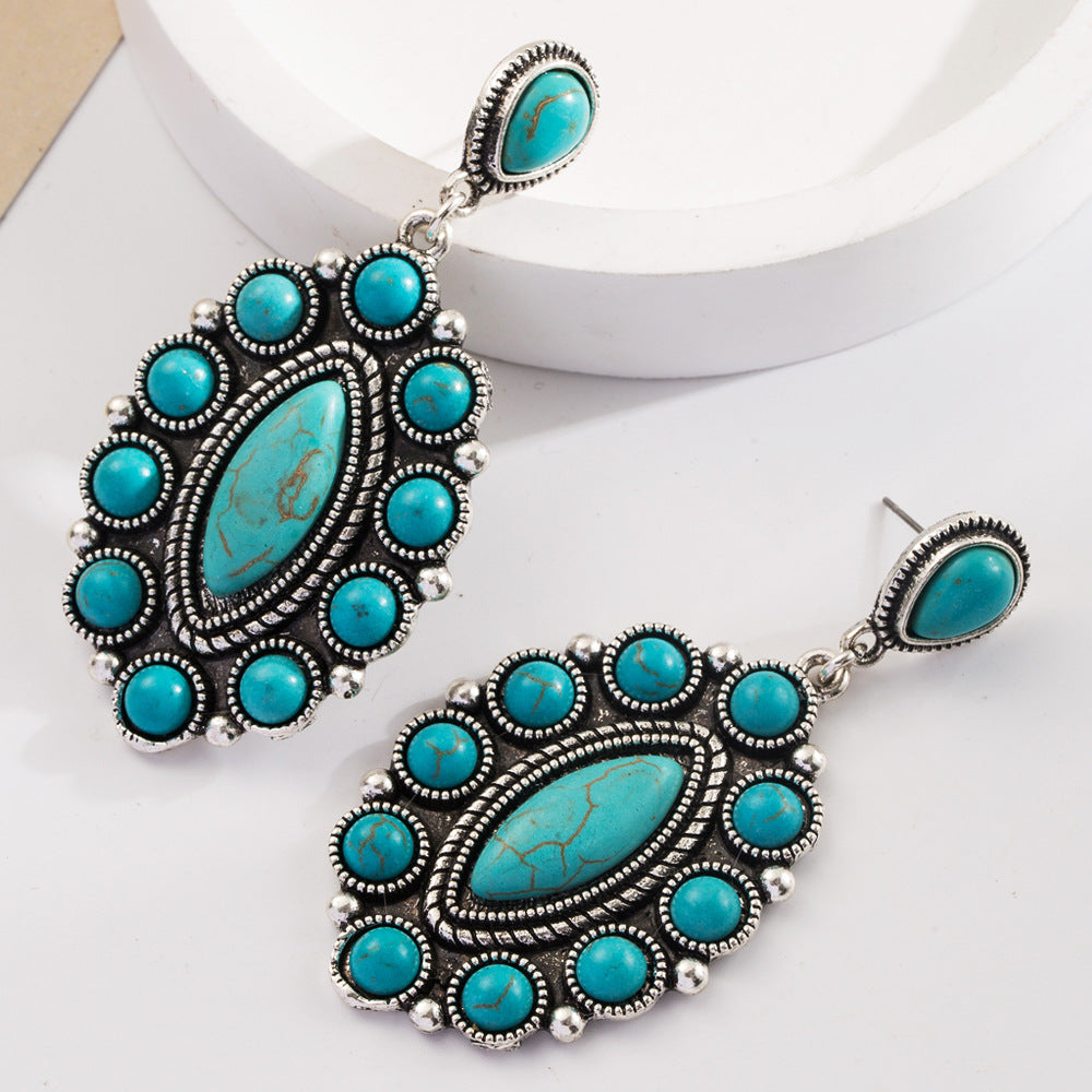 Wholesale bohemian turquoise leather earrings