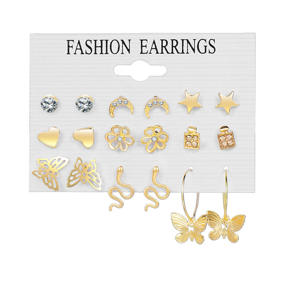 Wholesale  retro love butterfly earrings suit