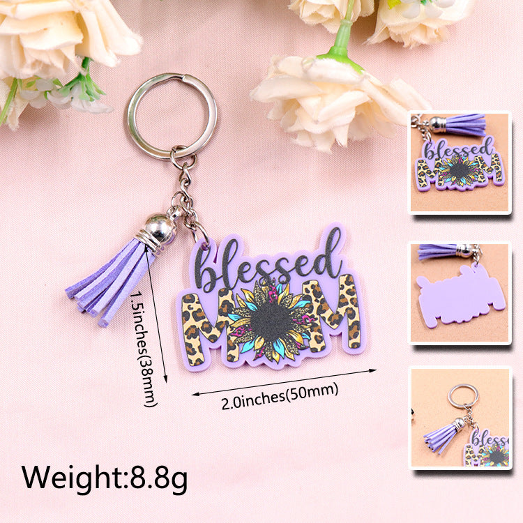 Wholesale MOM Mother's Day Gift Sunflower Acrylic Keychain Creative Keychain ACC-KC-XiaoYan001