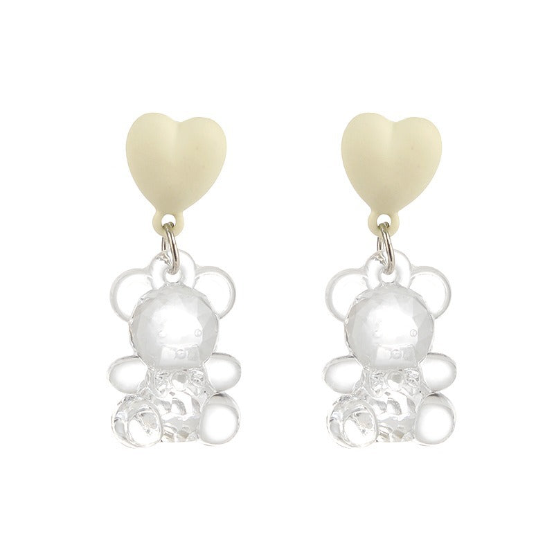 Wholesale s925 silver needle bear heart earrings ear clip