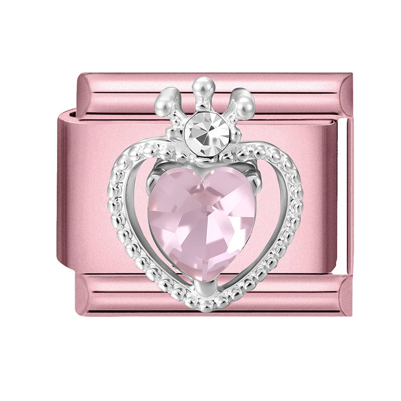 Wholesale 9mm Italian Charm Starter Bracelets pink series  DIY  Single Section Creative Stainless Steel Composable Bracelet