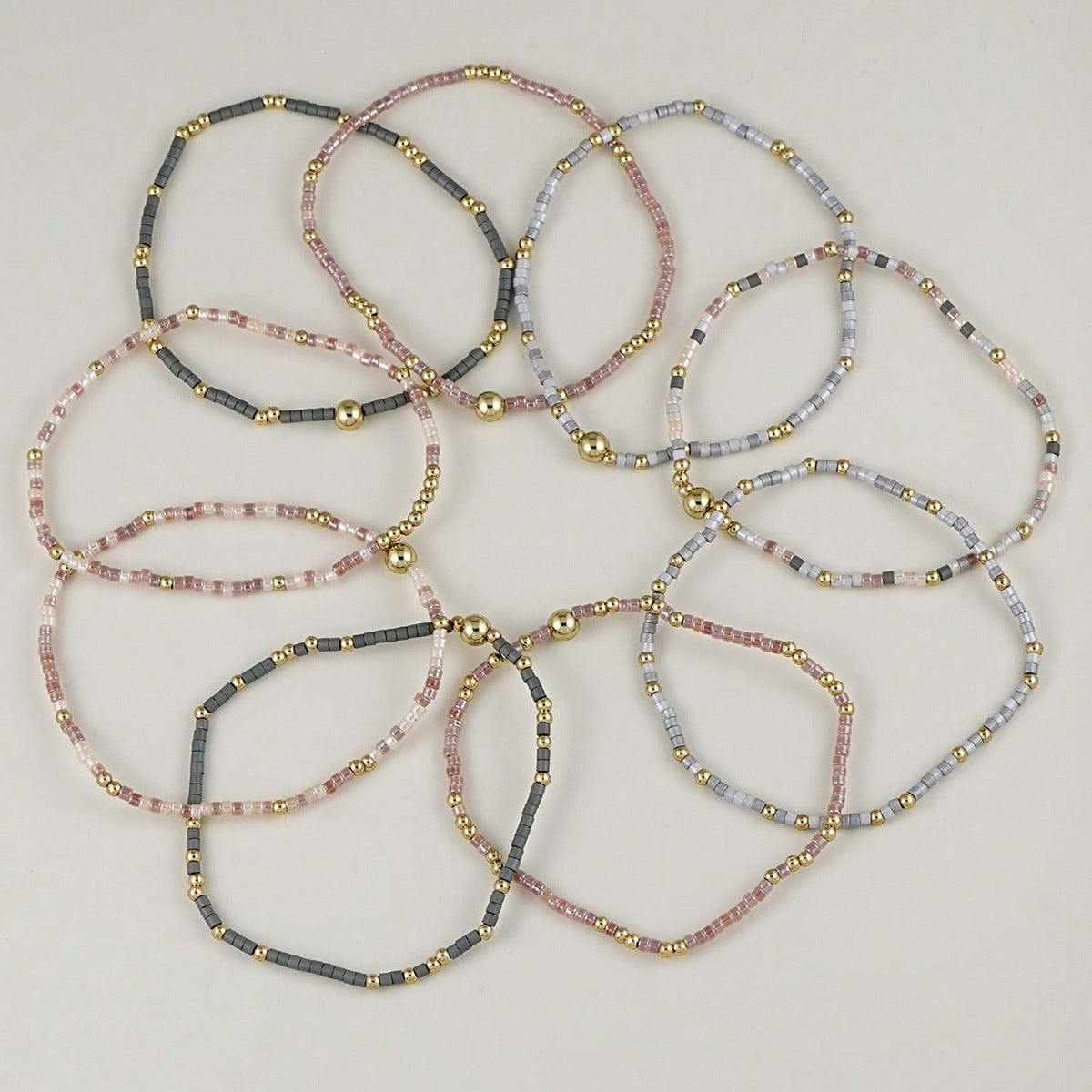 Wholesale Bohemian Glass Bead Bracelet Set 9-Piece Fashion Accessory Boutique Gift