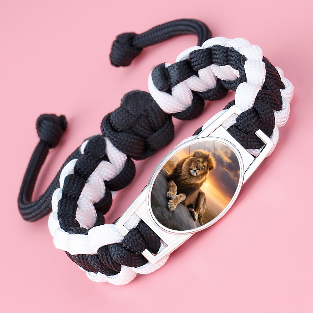 Wholesale Braided animal lion adjustable bracelet