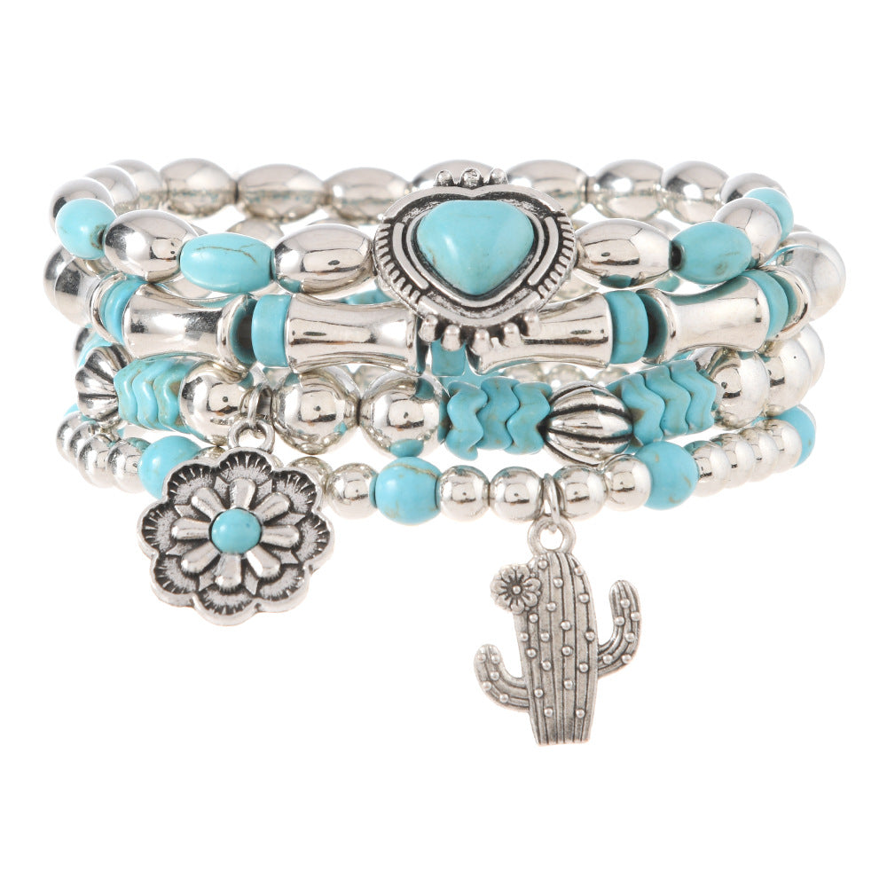 Wholesale Bohemian Style Beaded Bracelet Love Cactus Turquoise Fashion Combination Hot Selling Bracelet