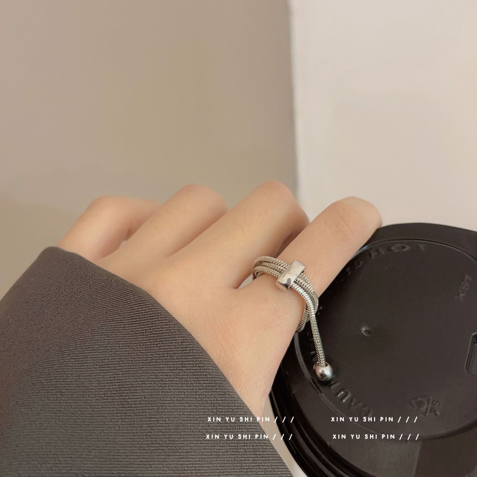 Wholesale pull-out silver multi-layer snake bone ring