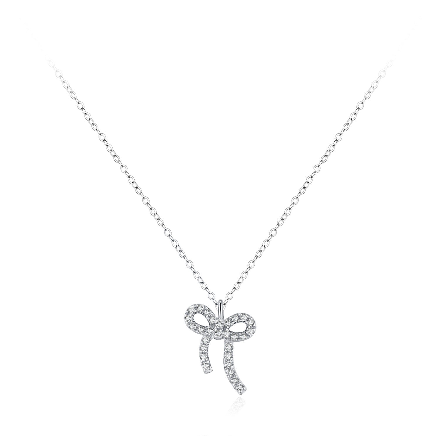 Wholesale S925 sterling silver  bow pendant clavicle chain
