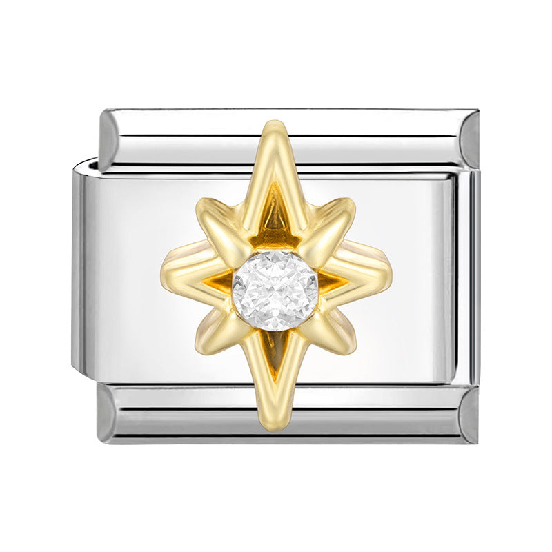 Wholesale Italian Charm Bracelet 9mm DIY Splicing Gold Butterfly Bow Stainless Steel Composable Bracelet