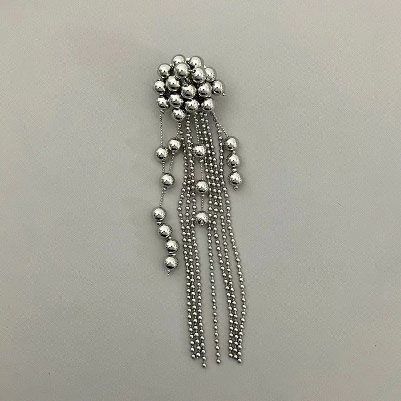Wholesale  Metal Ball Beaded Tassel Long Earrings
