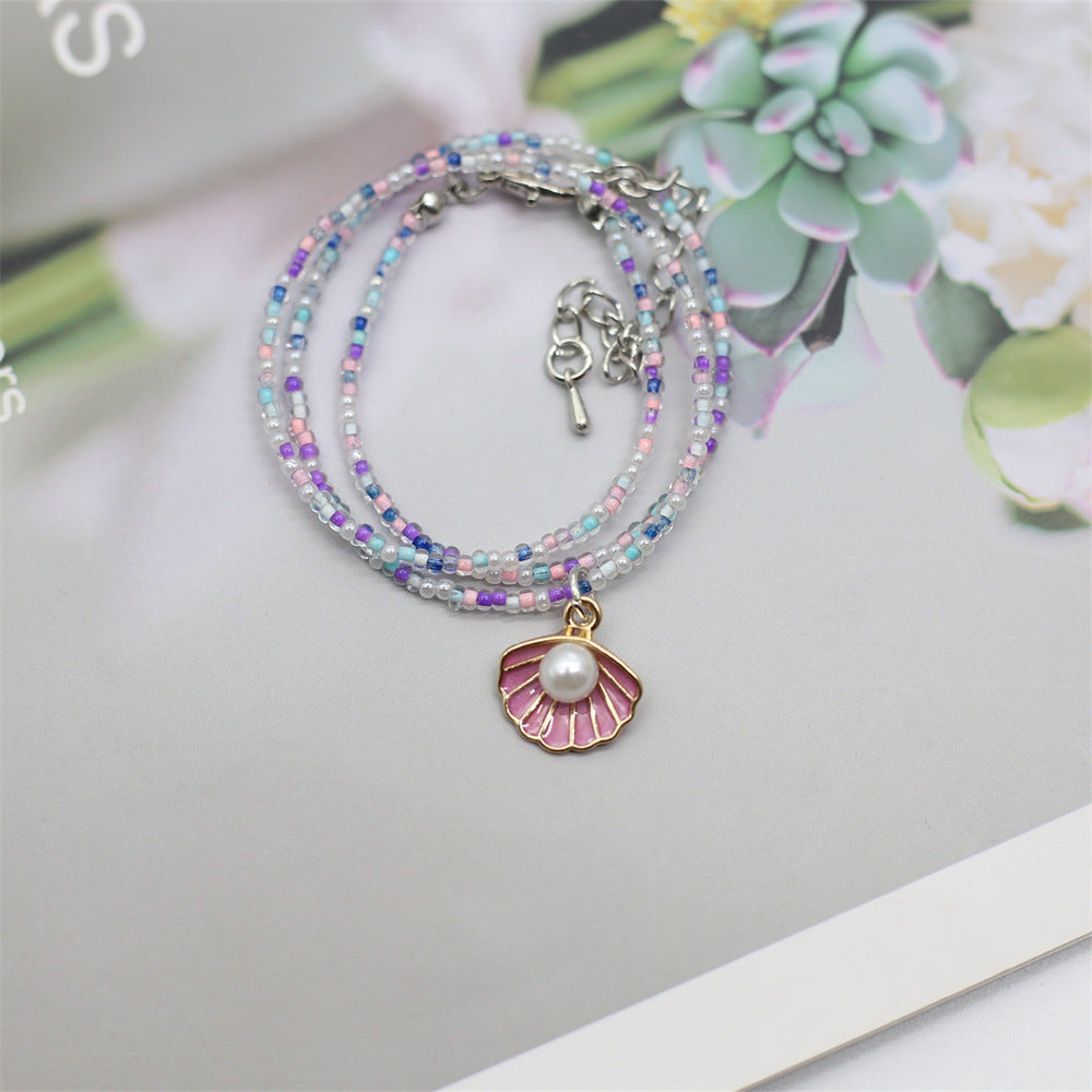 Wholesale Colorful Beaded Necklace Bohemian Shell Pearl Clavicle Necklace
