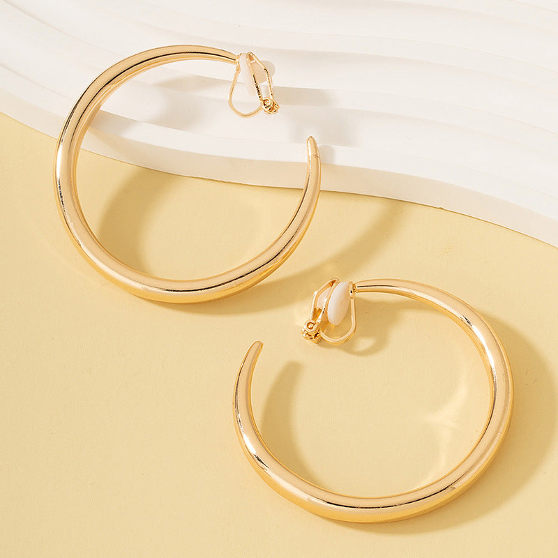 Wholesale Minimalist Gold Hoop Ear Clips,  Alloy Fashion Accessory,  Boutique Resale Gift