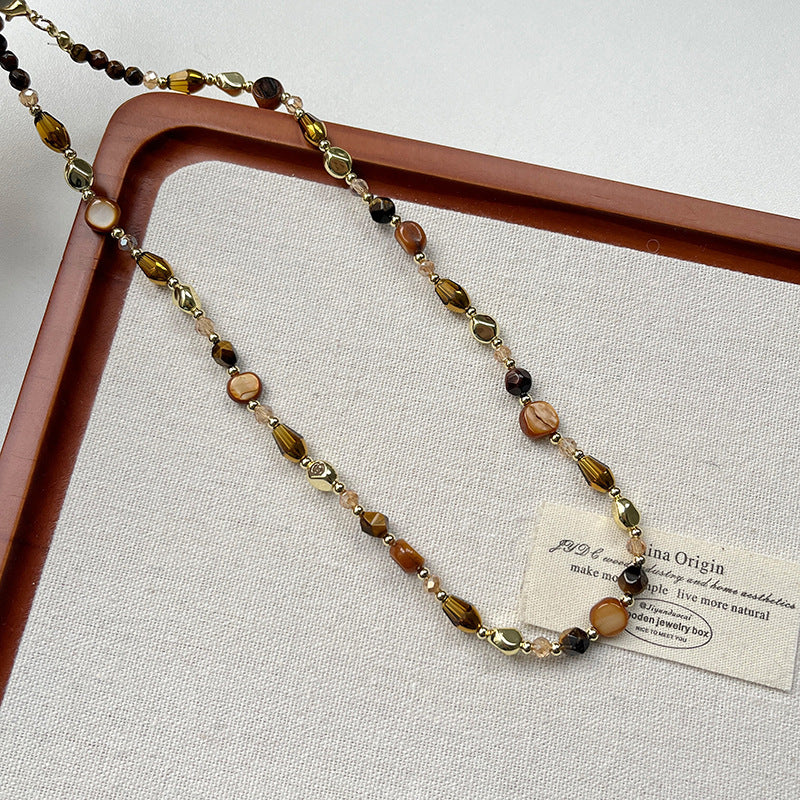 Wholesale  Natural Tiger Eye Beaded Necklace