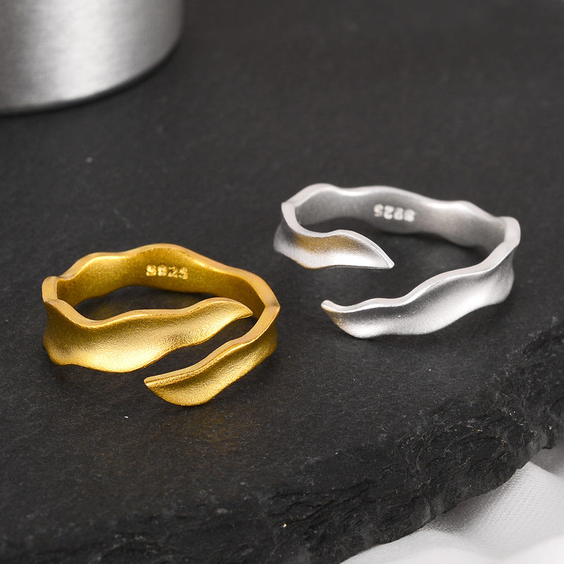 Wholesale All-match S925 Sterling Silver  Frosted Wave Ring