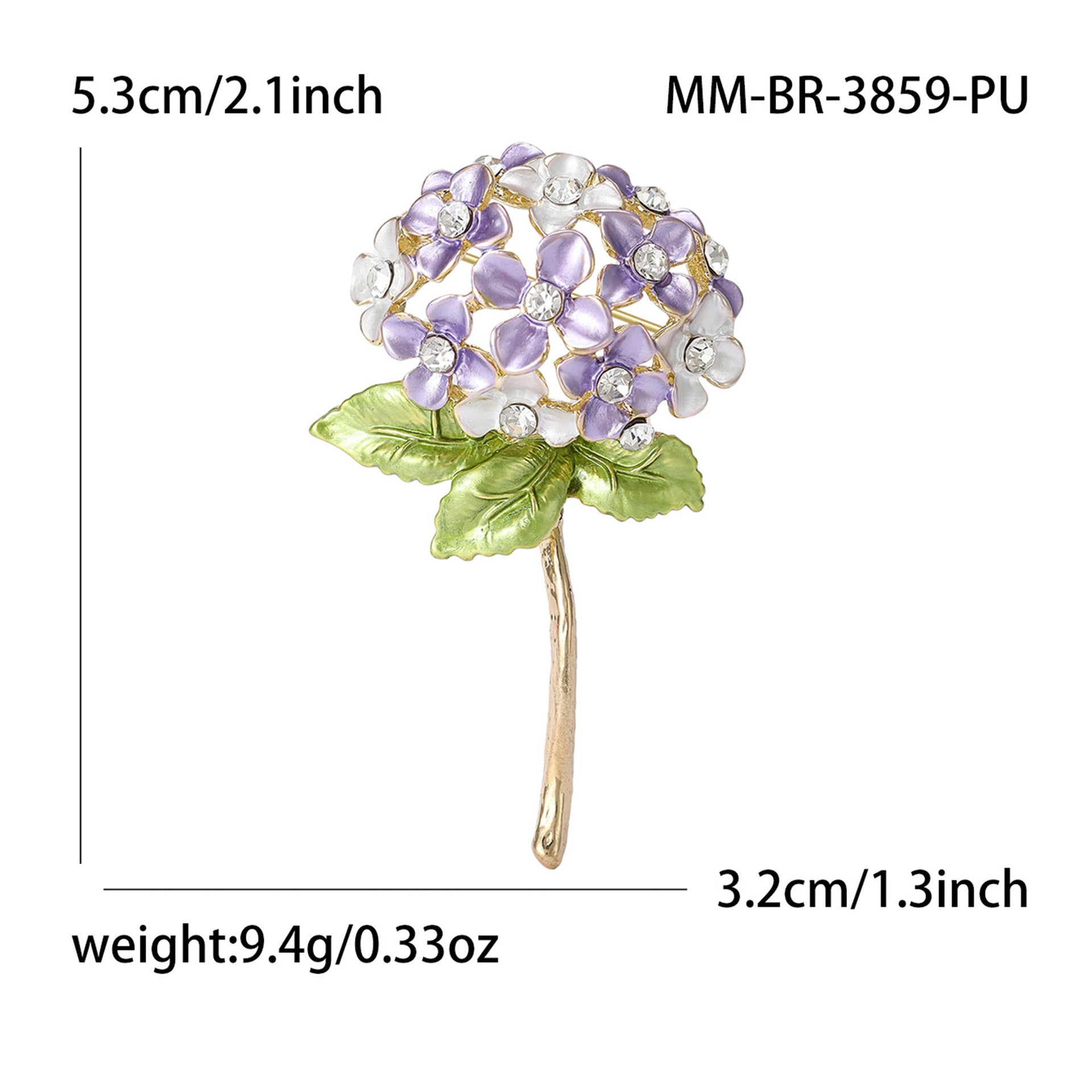 Wholesale Modern Hydrangea Flower Brooch Alloy Dripping Oil Pin For Women Fashion Suit Coat Decorative Accessory Boutique Gift Resale