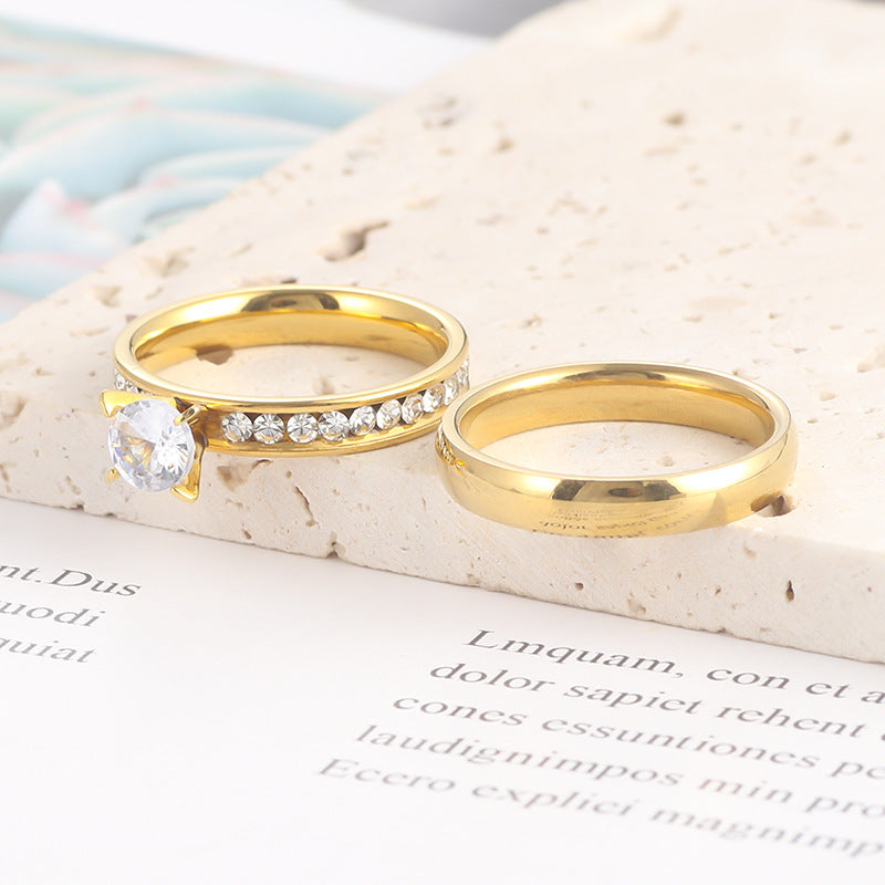 Wholesale light luxury titanium steel diamond ring