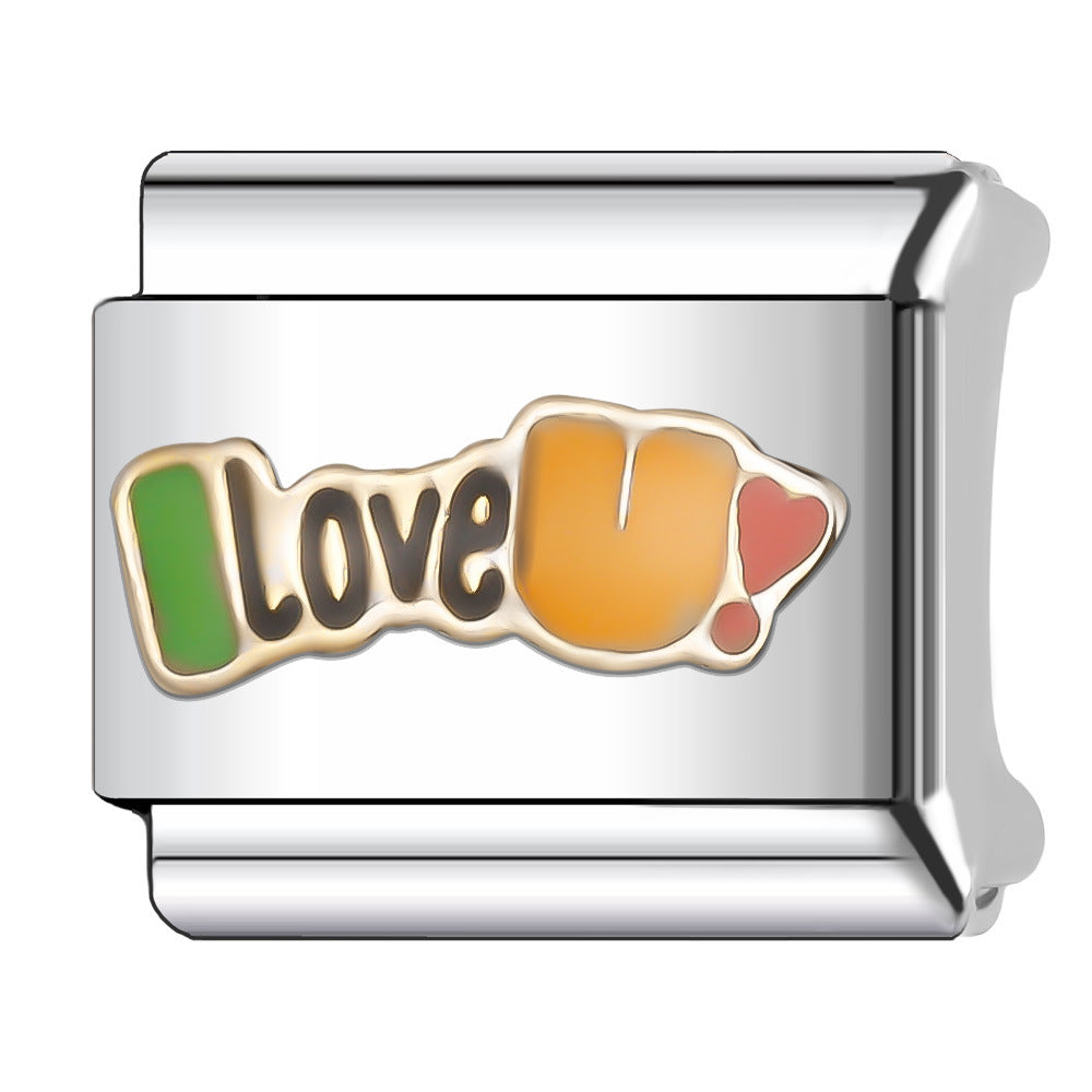 Wholesale Italian Charm Bracelet 9mm DIY Splicing English Stainless Steel Composable Bracelet