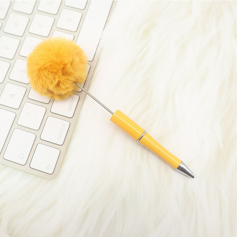 Wholesale Pom Pom Beadable Pen Leopard Print Hair Ball DIY Beaded Ballpoint Pen ACC-PN-CY003