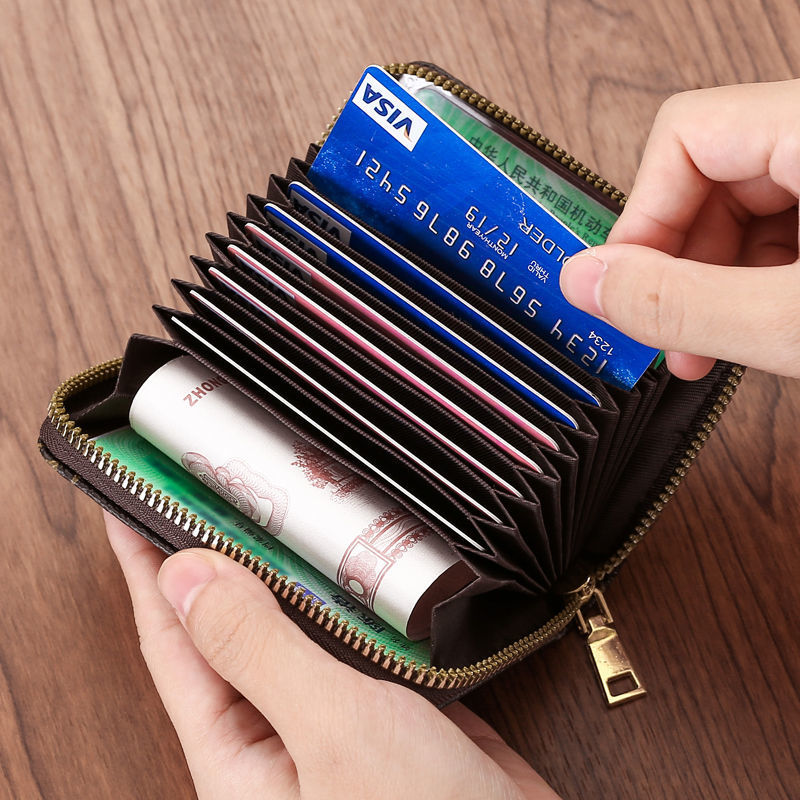 Wholesale Stylish Retro Checkered Accordion Card Wallet With Large Capacity PVC Material Daily Use Resale Item