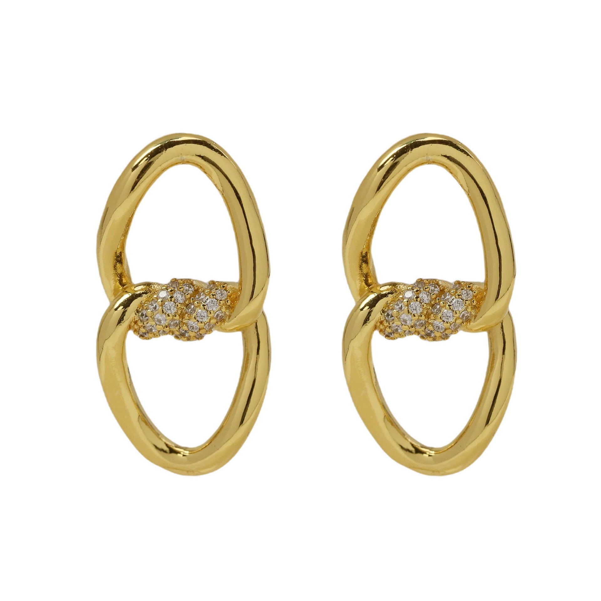 Wholesale  18k gold brass zircon ring twist earrings