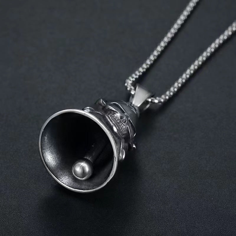 Wholesale  Retro Punk Men's Motorcycle Style Alloy Skull Riding Exorcism Bell Necklaces