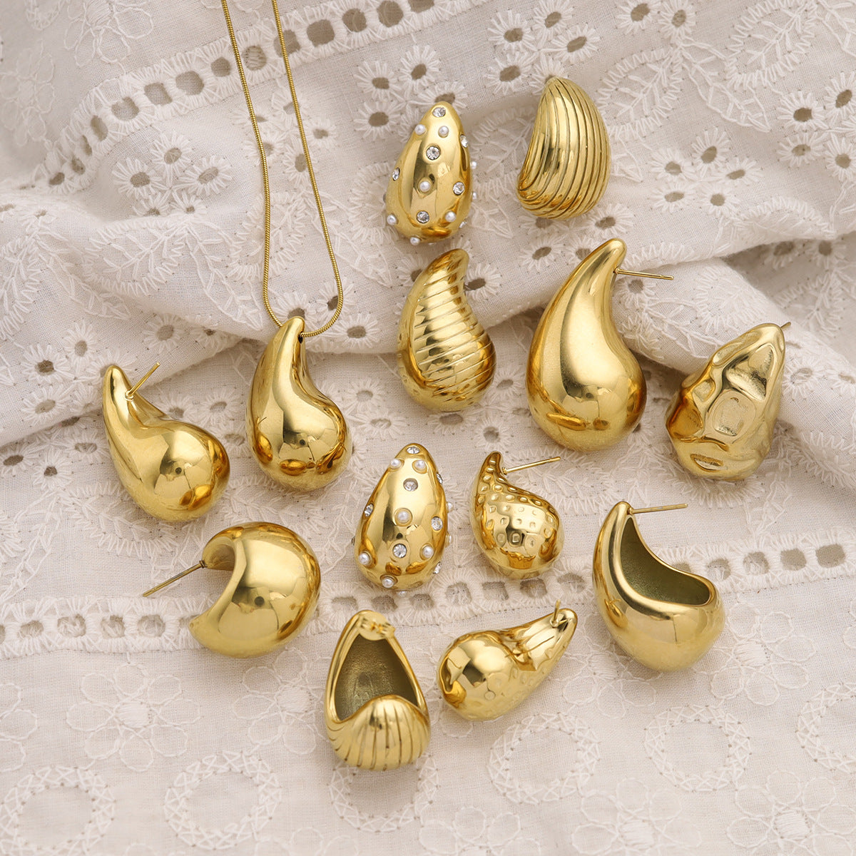 Wholesale 18K Gold Drop Titanium Steel Earrings ACC-ES-Yachan002