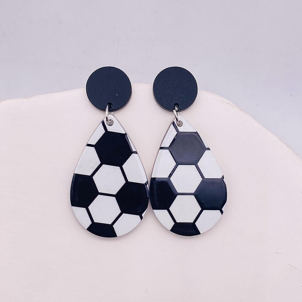 Wholesale Acrylic Earrings Geometric Basketball Football Print Earrings ACC-ES-Cheny001