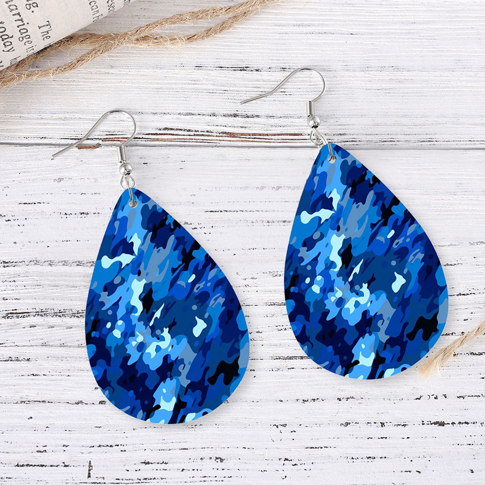 Wholesale Green camouflage water drop earrings