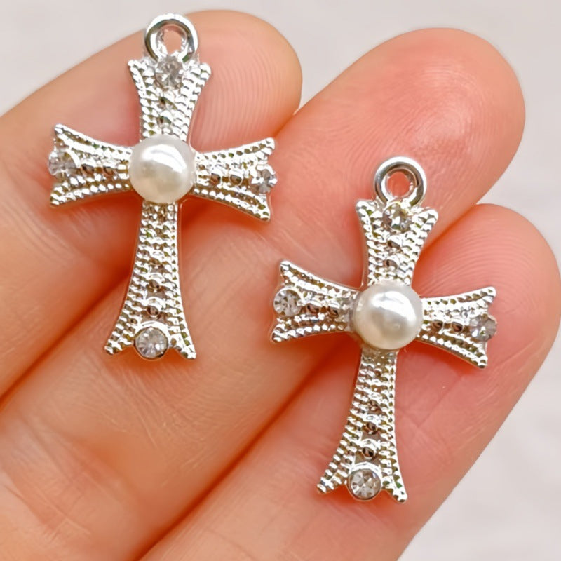 Wholesale 10pcs Alloy memory diamond cross accessories earrings necklace pendant jewelry ornaments earring DIY materials